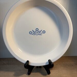 Vintage 1970's Corning Ware P-309 Blue Cornflower  9” Glass Pie Pan Bake Dish